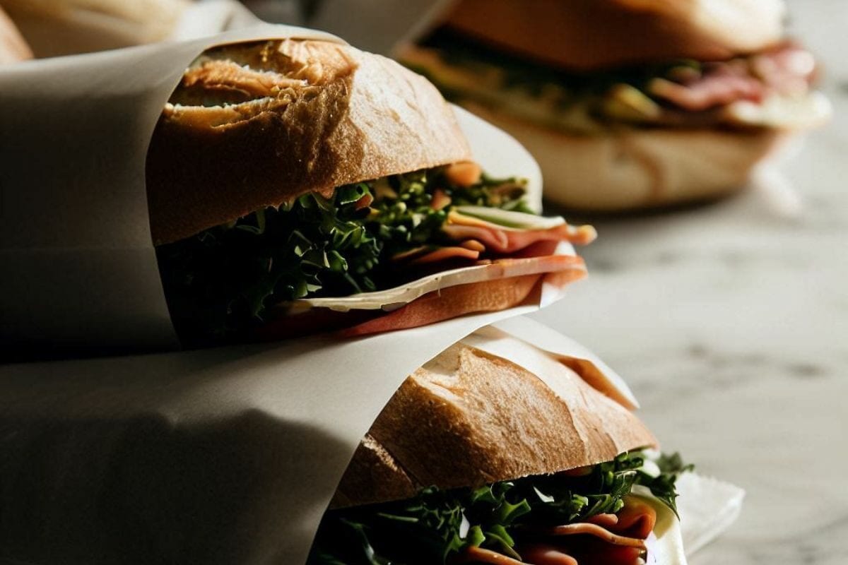 Sandwiches Wrapped with White Butcher Paper