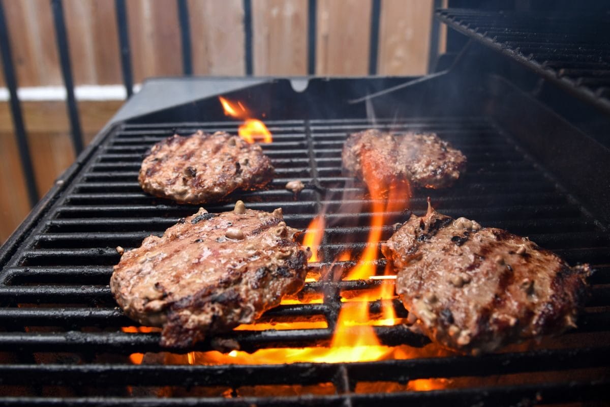 Grilling Burgers with Flames