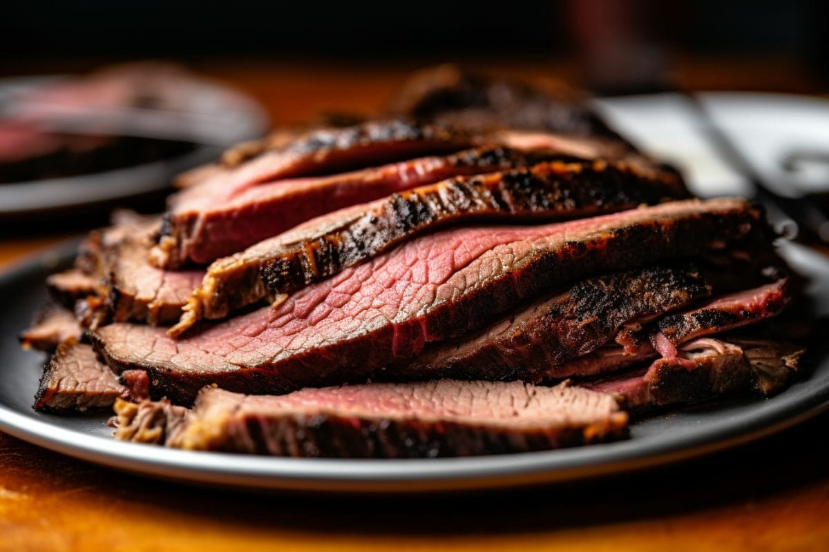 Smoked Brisket Slices on the Plate