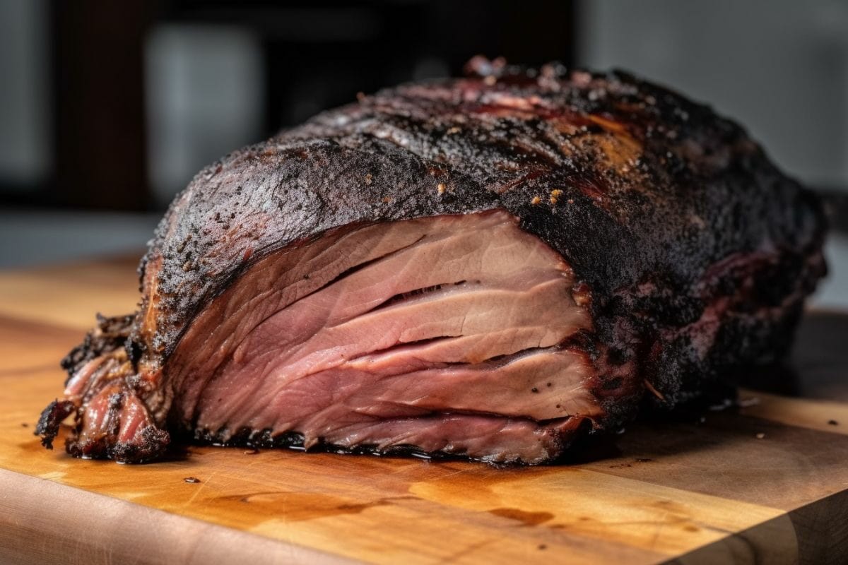 close up of a smoked pork butt