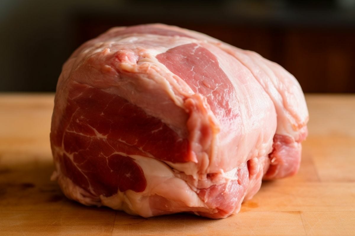 raw pork butt on a table
