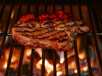 Grilled meat on charcoal grill