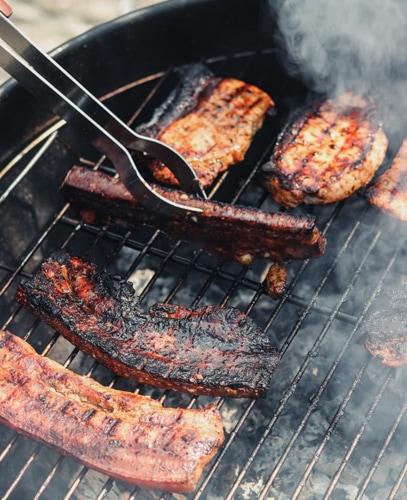 Meat being grilled on barbecue