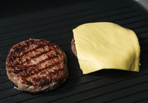 burger patties with cheddar slices