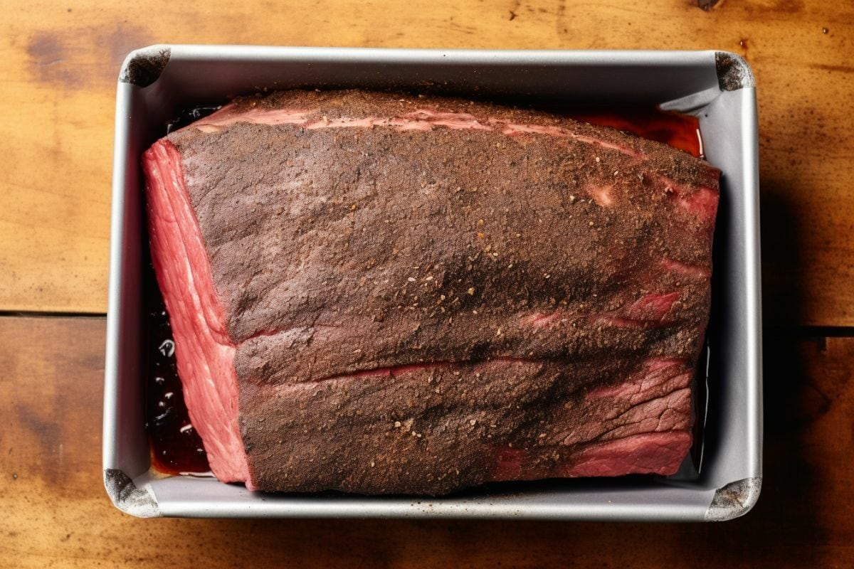 a brisket in a container
