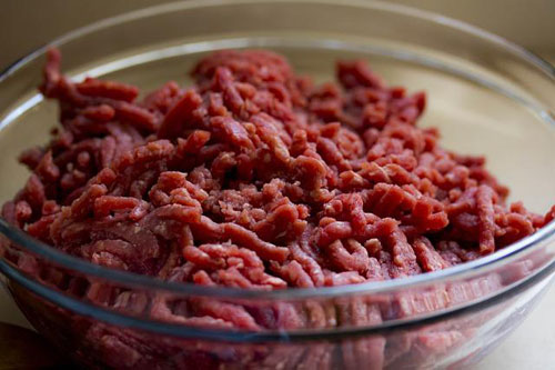 Beef Mince in a Glass Bowl