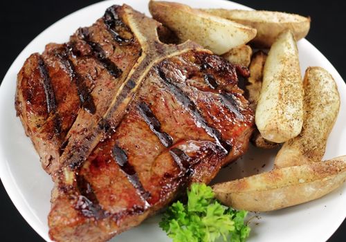 Grilled Porterhouse with Roasted Potatoes