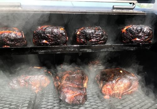 Barbecue Pork Butts in a Smoker