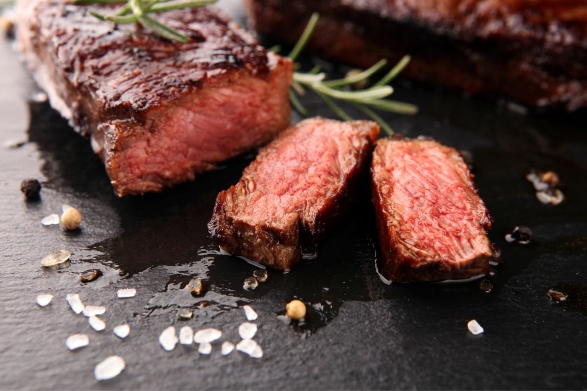 Medium Rare Rib-Eye Steak with Rosemary
