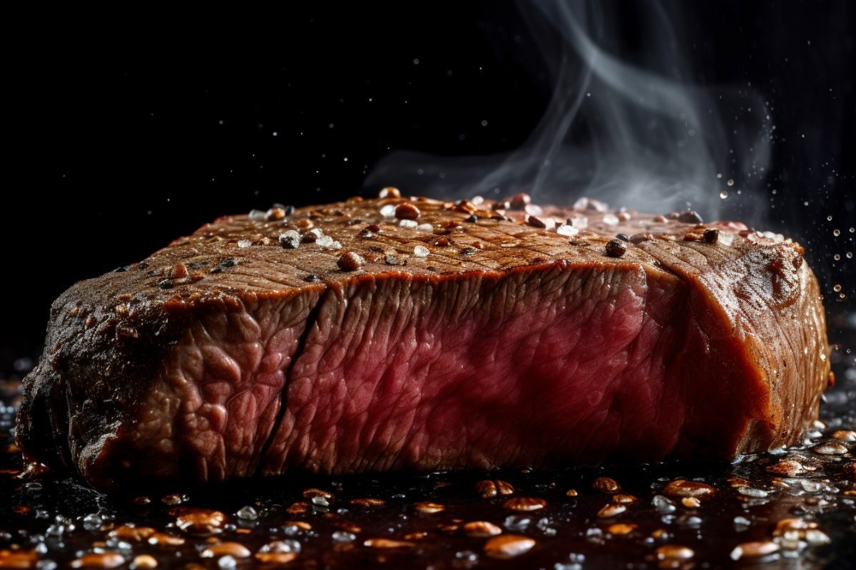 Smoked sirloin steak closeup