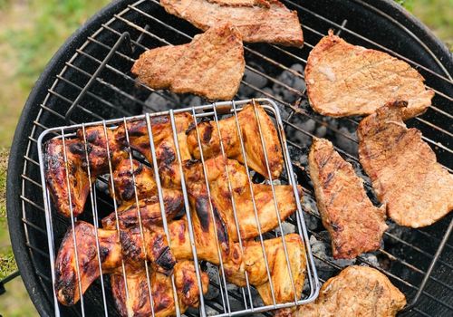 Charcoal Grill and Grilled Meat