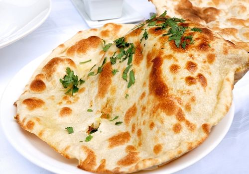 Indian Naan Bread with Coriander Leaves