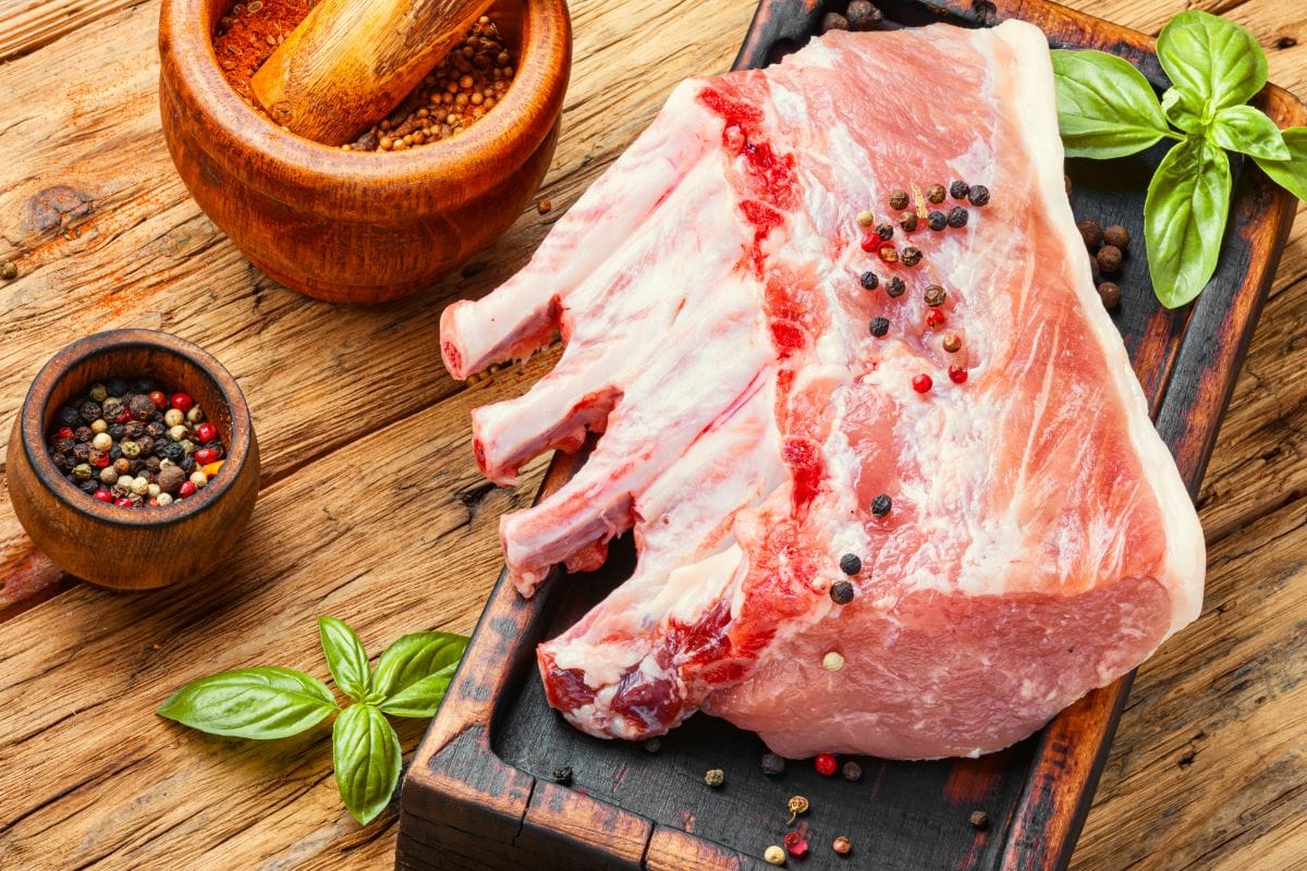 Raw Pork Ribs with Spices and Herbs