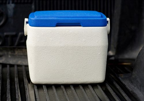 Small Cooler in the back of a Truck
