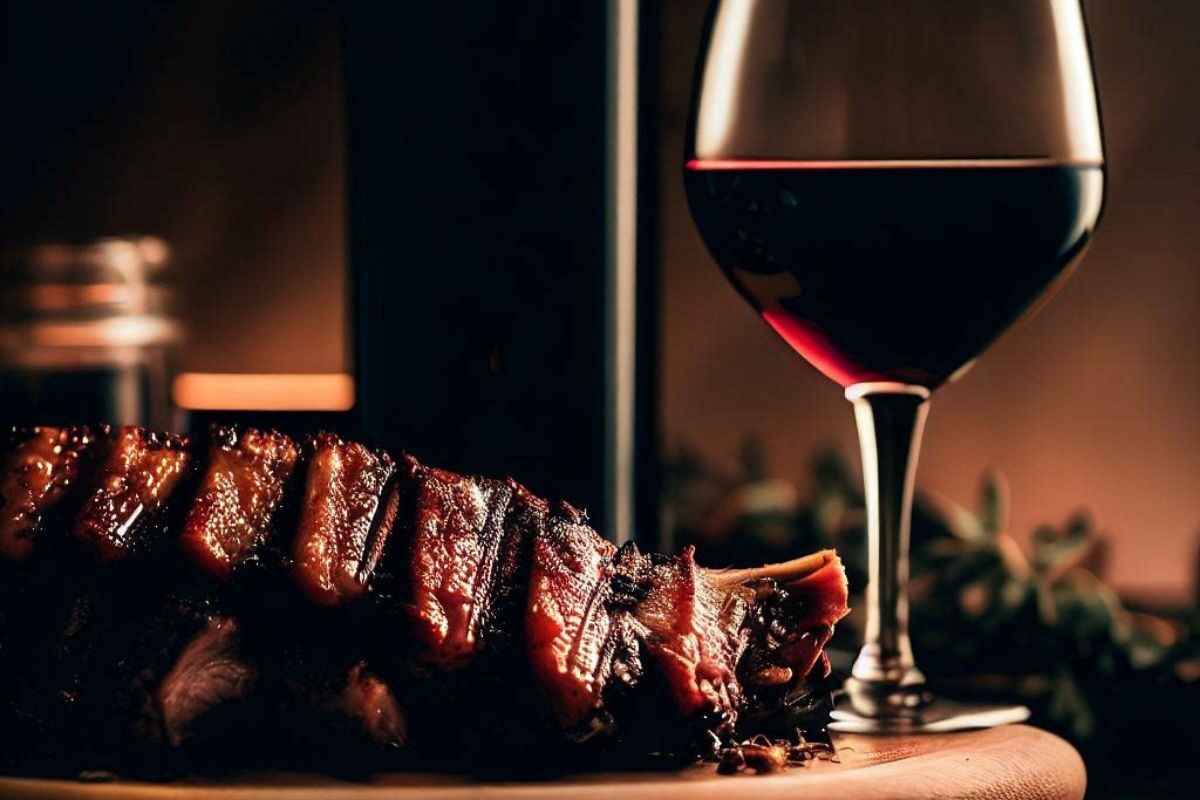 Smoked Pork Ribs with Glass of Wine