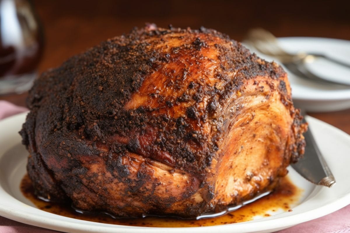 close up of a roasted pork butt