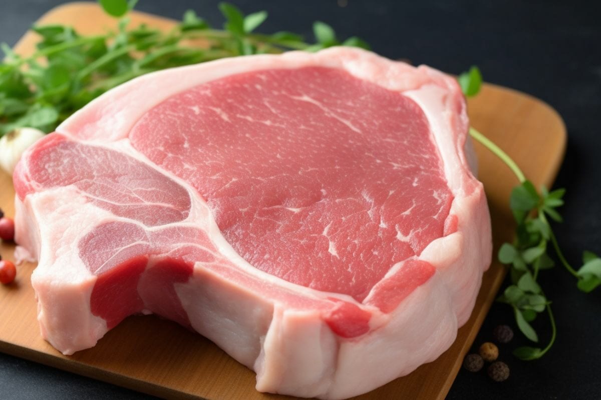 raw pork on a cutting board