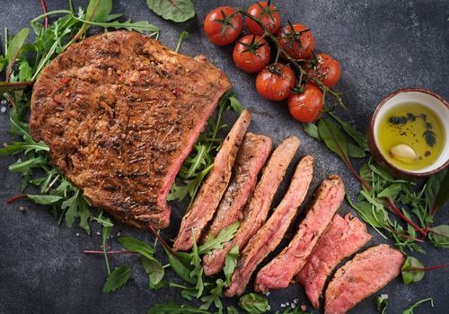 Flank Steak with Greens, Tomatoes, and Olive Oil