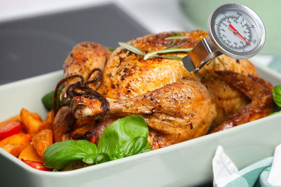 Where to put thermometer in chicken