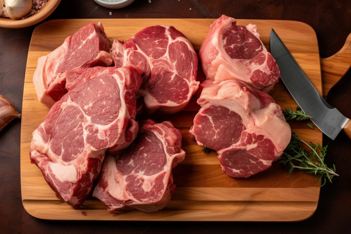 raw pork shoulder slices