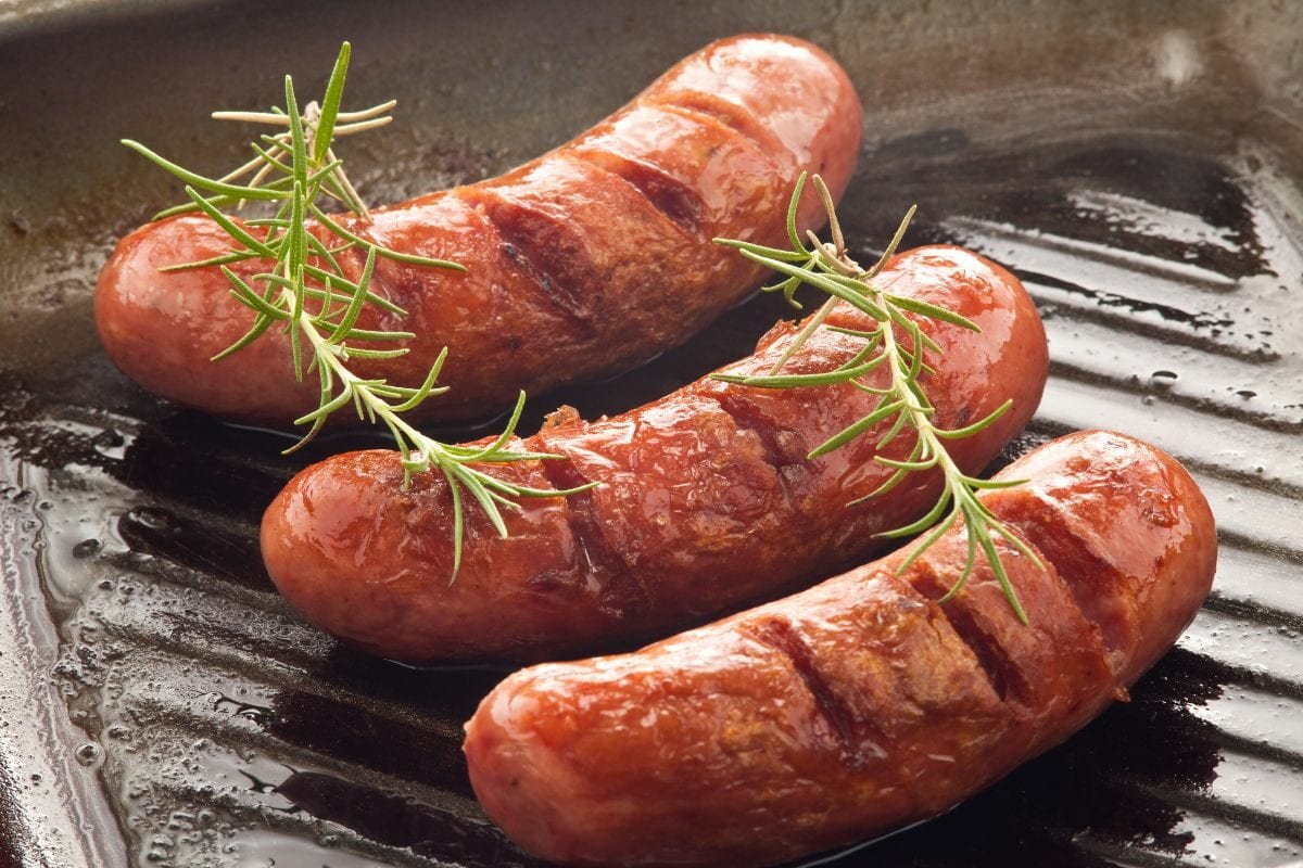 Grilled Sausages and Rosemary Leaves