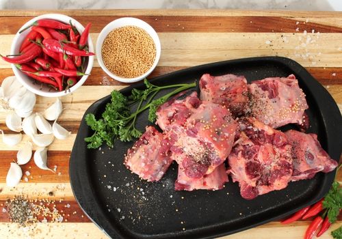 Raw Oxtail with Chilies and Herbs