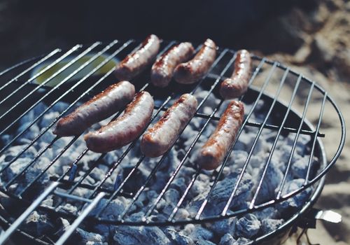 Sausages on the Charcoal Grill