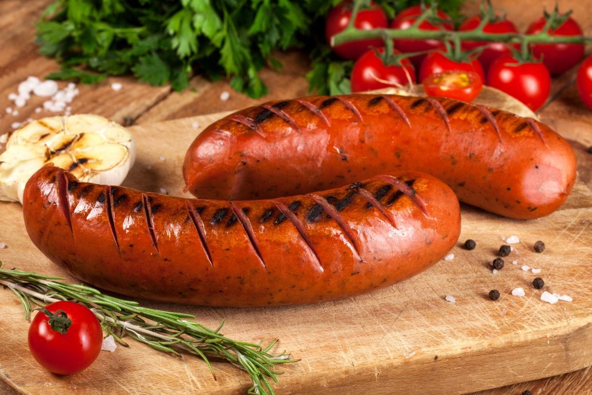 Grilled Sausages with Tomatoes and Herbs