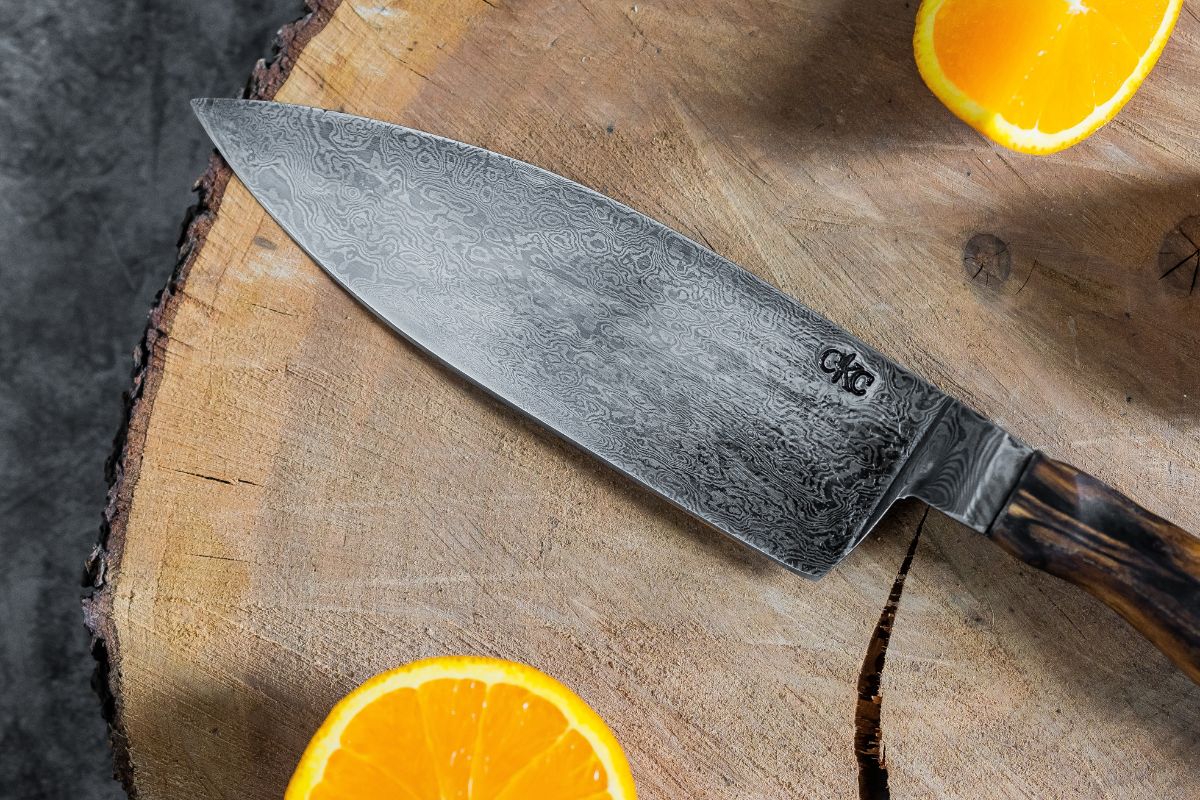 Handmade knife with Orange Peels