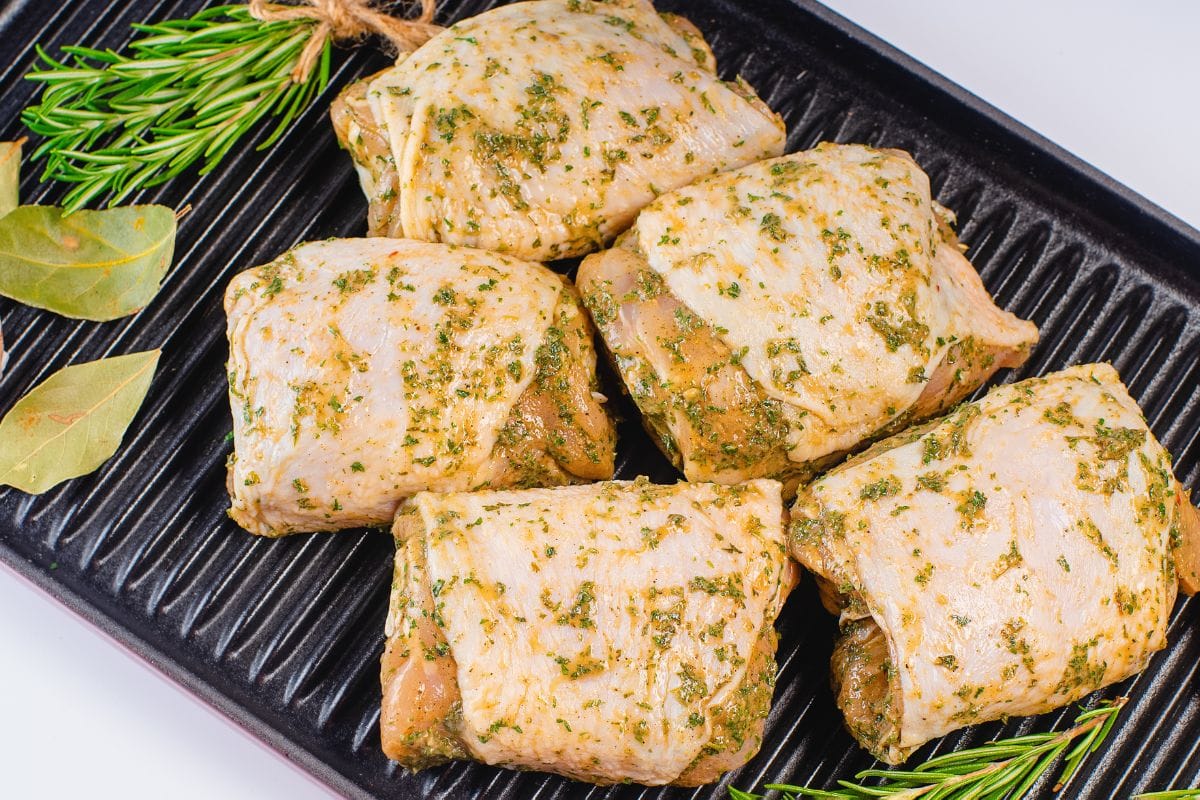 Raw Marinated Chicken Thighs for Grilling