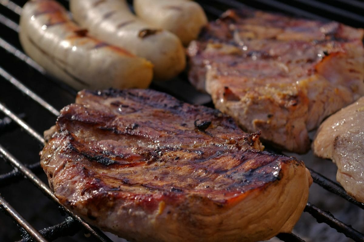 Delicious Grilled Meat with Sausages on the Grill