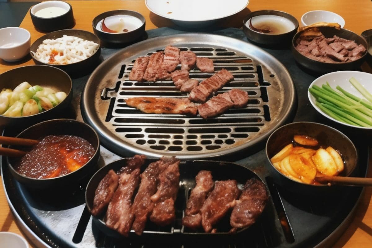 Meat and Salads on the Korean Grill