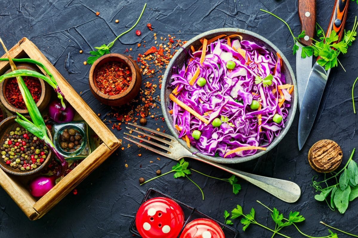 Purple Cabbage Coleslaw with Other Ingredients