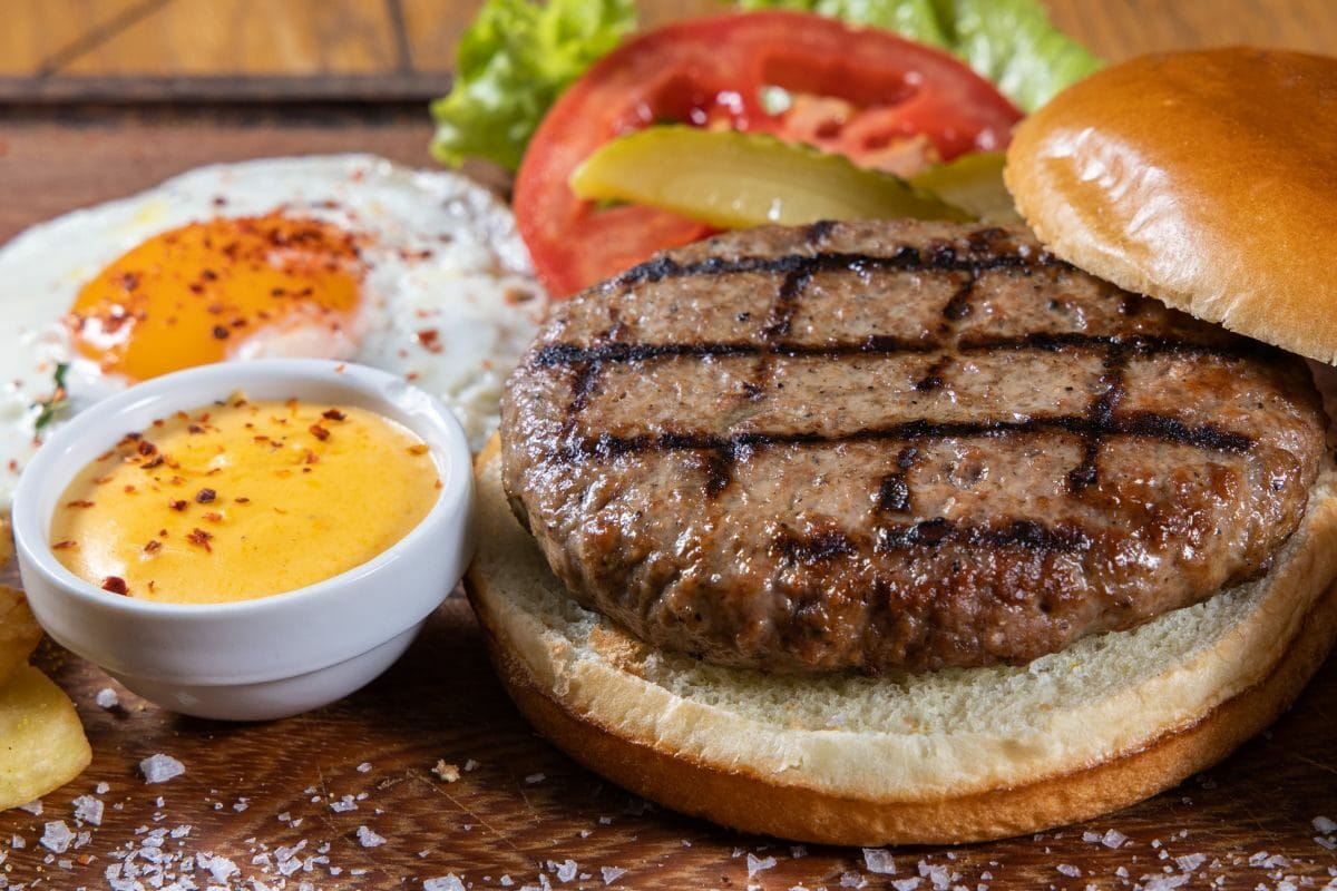 Tasty Grilled Burger with Egg and Other Veggies