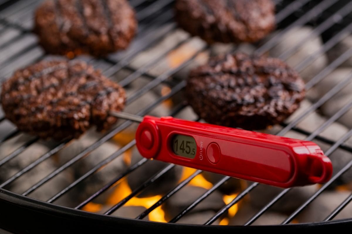Grilled Hamburgers with Meat Thermometer