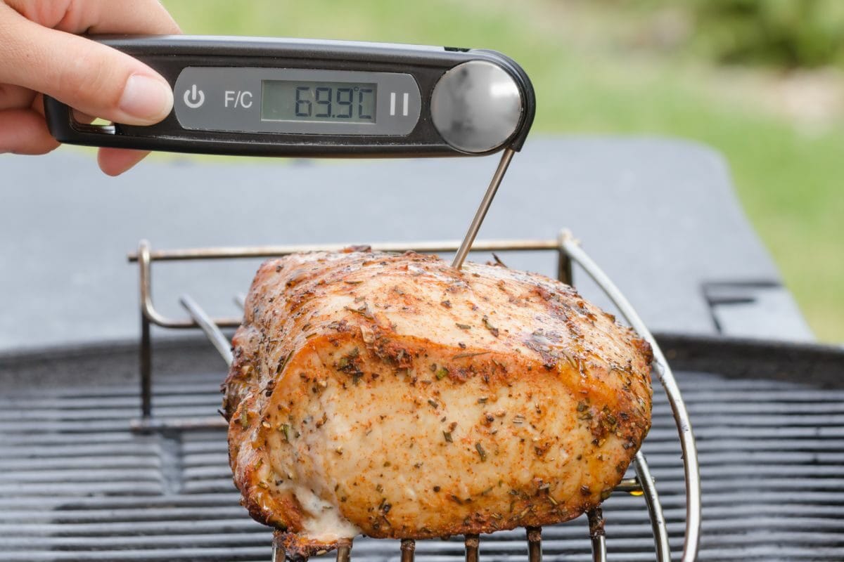 Pork Roast on the Grill with the Thermometer