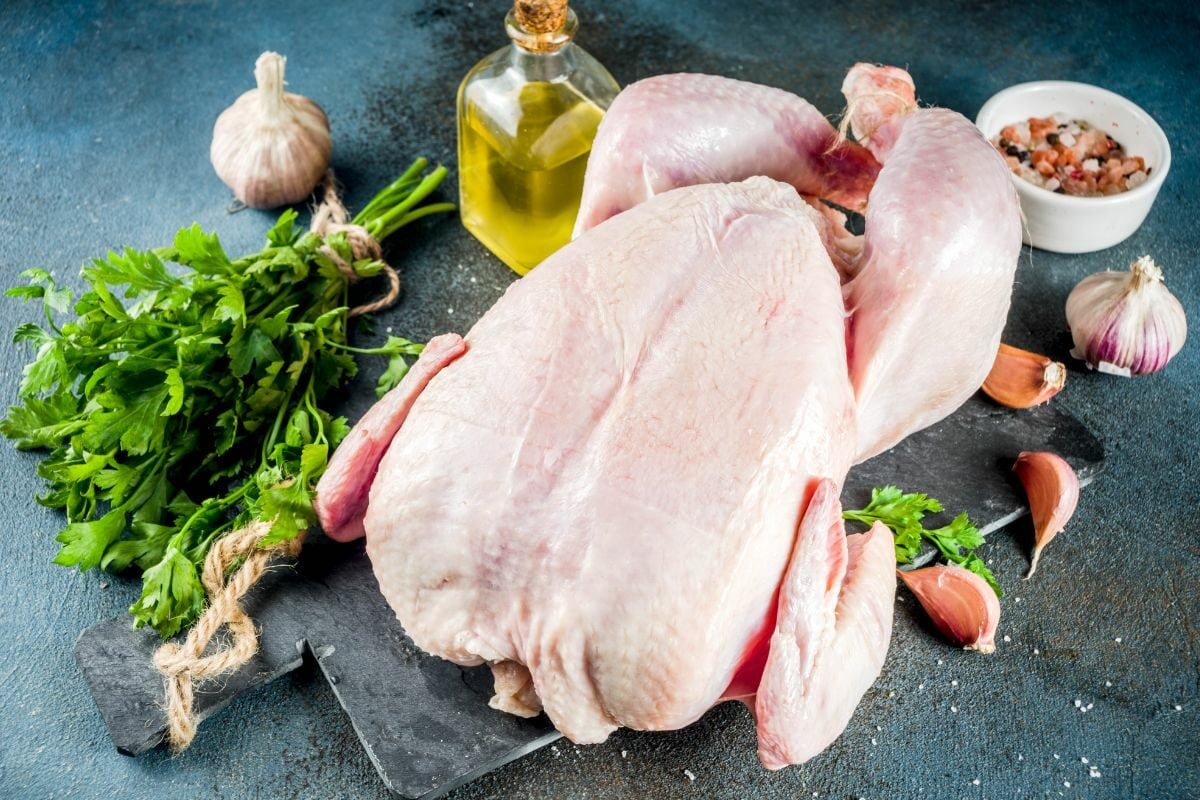 Raw Whole Chicken with Ingredients