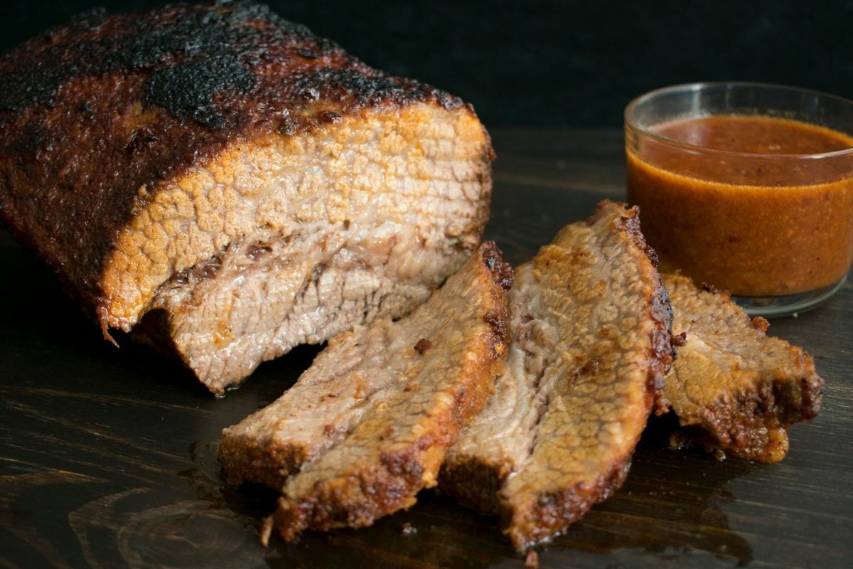 Smoked Brisket with Spicy Hot Sauce