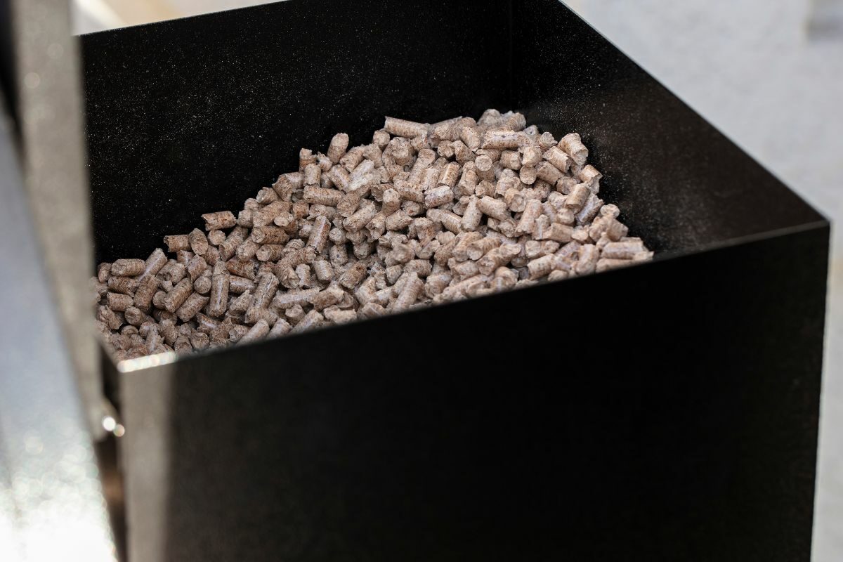 Wood Pellets in a Smoker Pellet Box For Barbecue