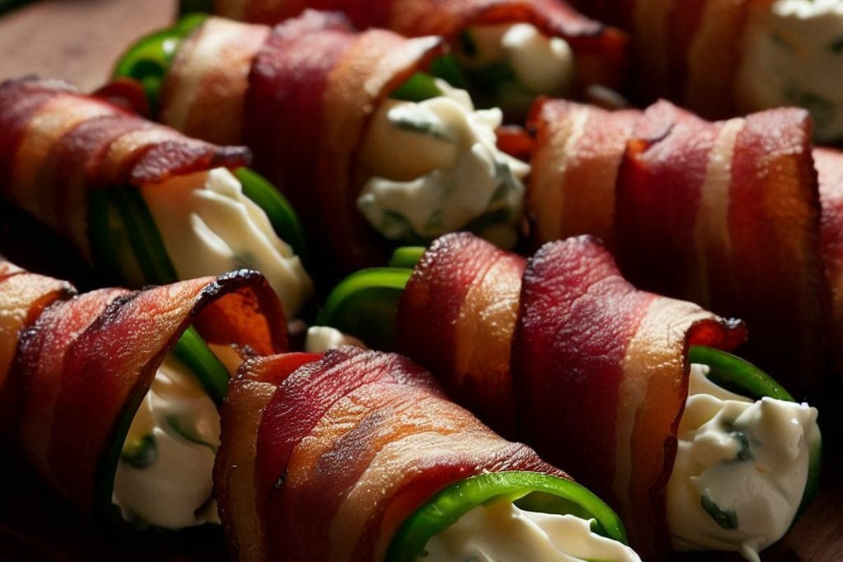Jalapenos That Have Been Packed with a Cream Cheese Filling and Wrapped in thin-cut Bacon