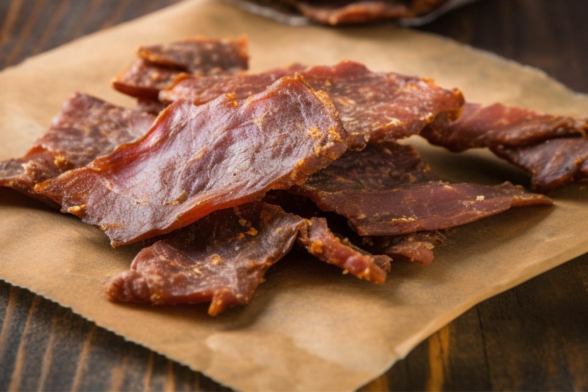 Jerky Slices on the Parchment Paper