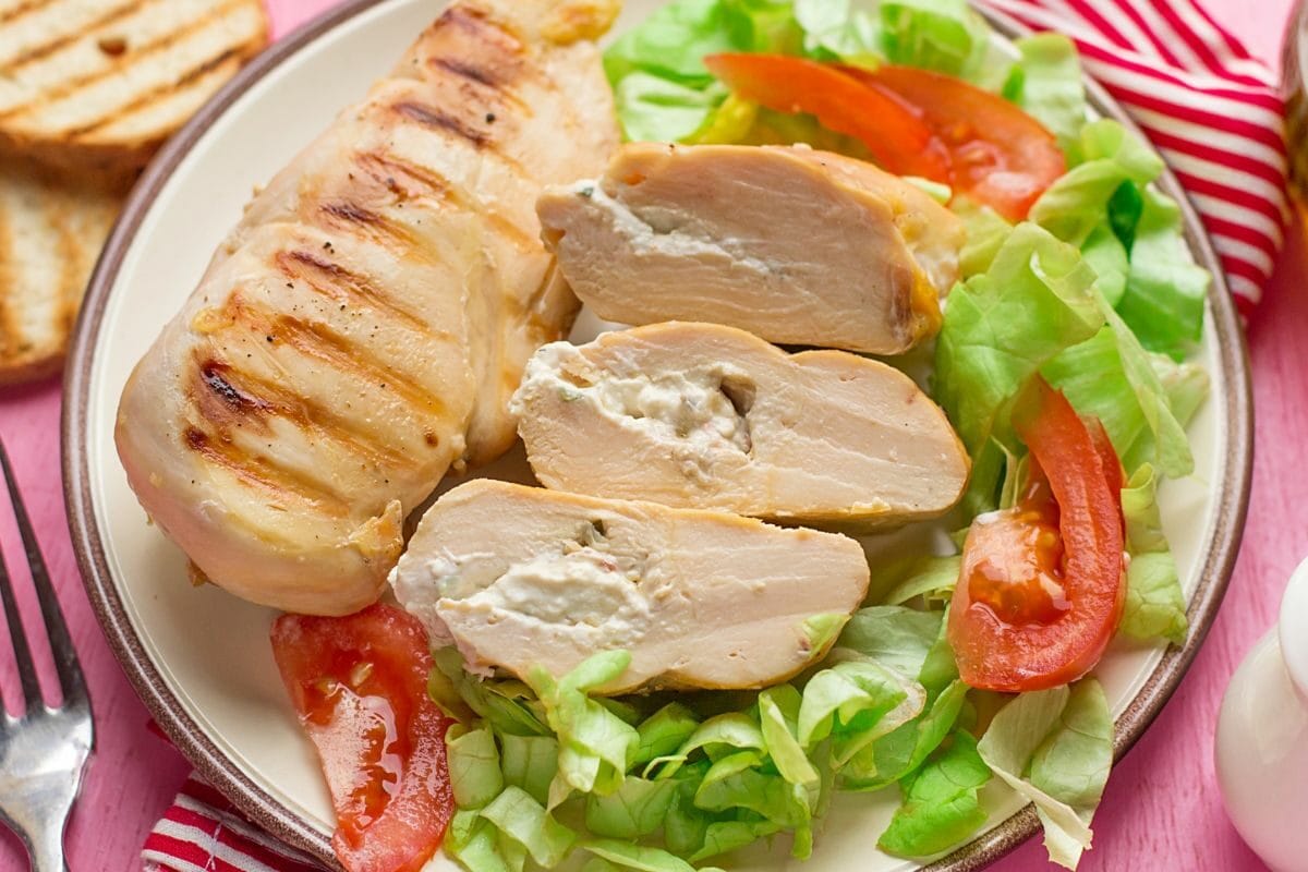 Light Grilled Chicken Breast Fillet Stuffed with Cream Cheese