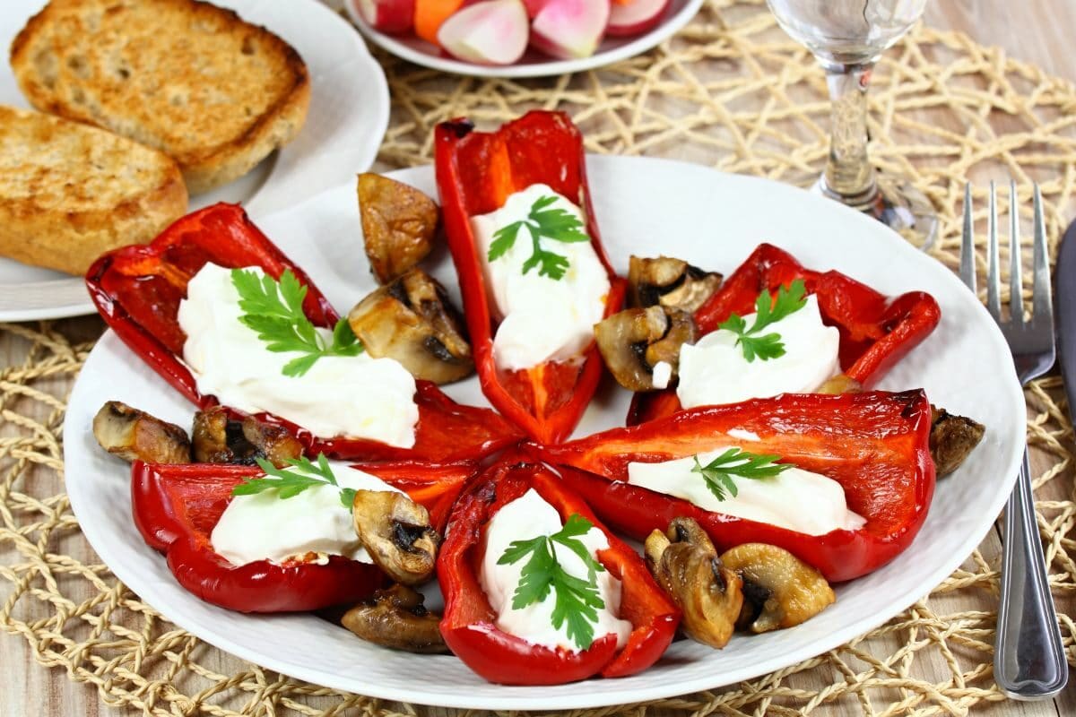 Red Grilled Pepper Filled with Cream Cheese