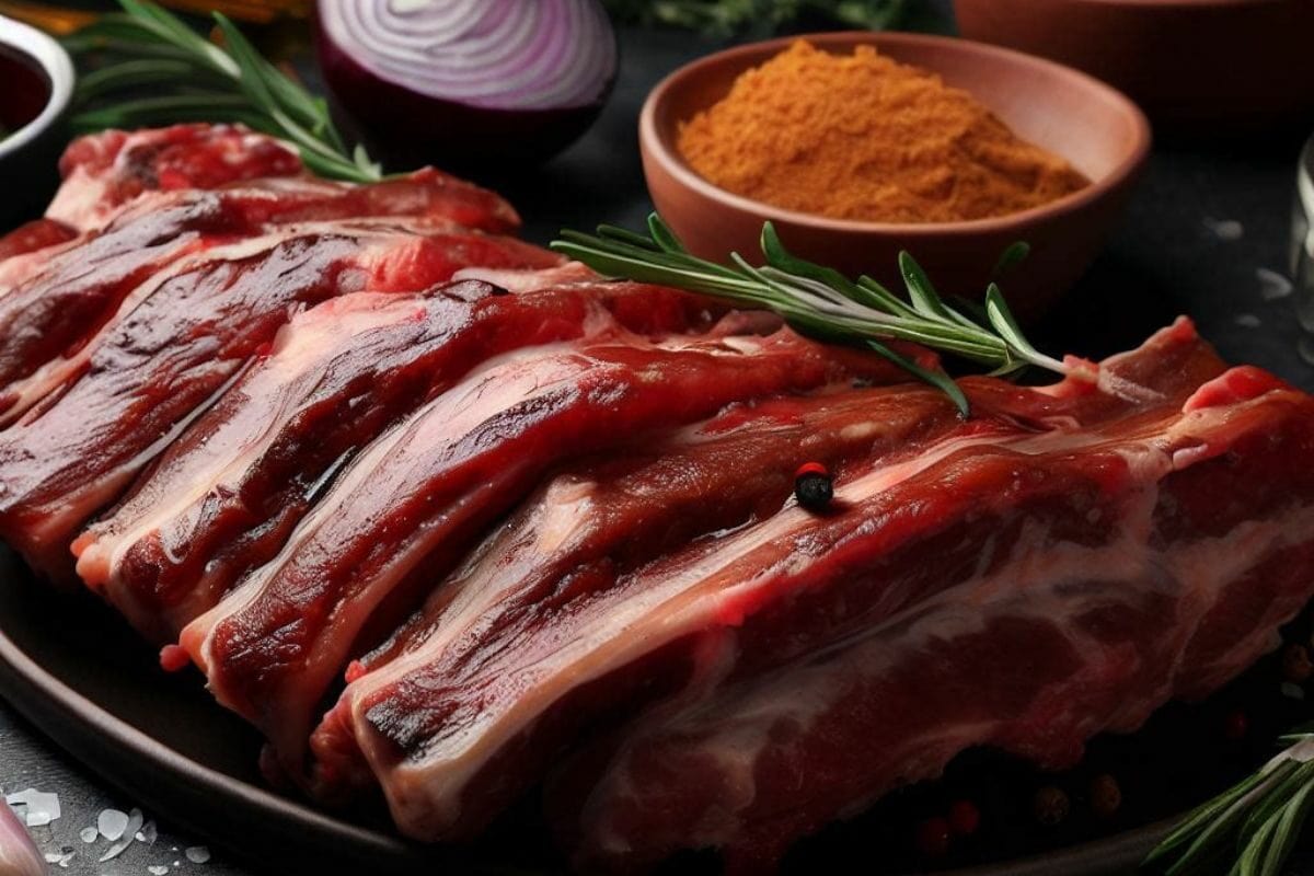 Raw Pork Ribs with Cooking Ingredients