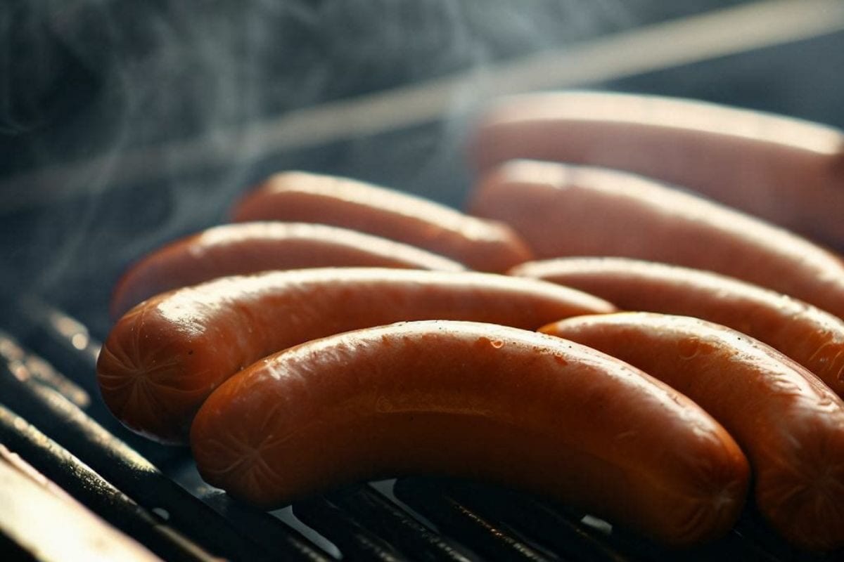 Smoking Sausages on the Hot Grill